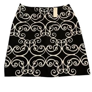 ANN TAYLOR SKIRT (8) Black White Pattern Lined Size-Zip Pencil Skirt No-Slit